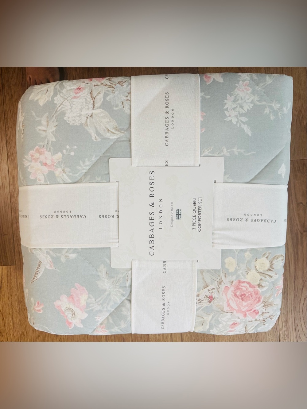 Cabbages & Roses Blue Floral Comforter Set - Picture 4 of 9